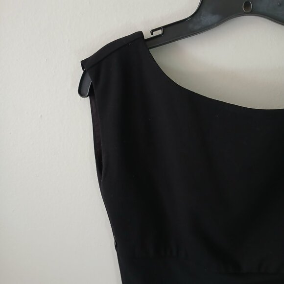 Diane Von Furstenberg Women's Sleeveless Black Dress with Ruching Size 6 V-Back - Picture 7 of 15